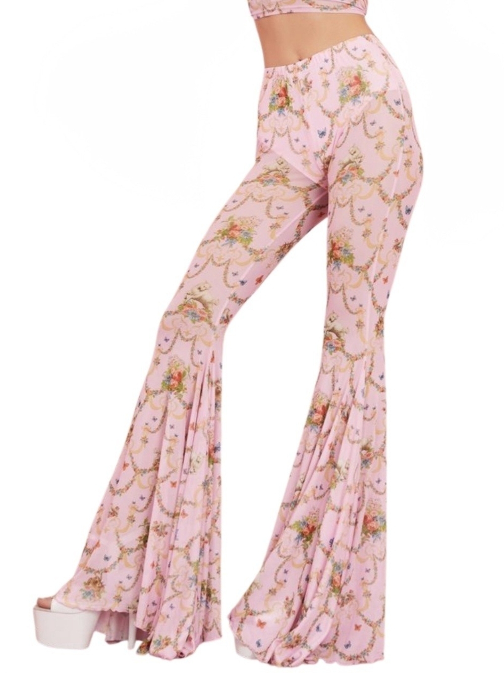 Sugar Thrillz Lush Opulence Flare Pants in pink Medium NWOT